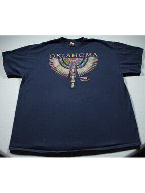 Vintage 00s Oklahoma National Cowboy Museum T-Shirt Blue Sportex Shirt 2XL